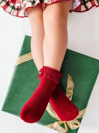 Lace Bobby Socks - Crimson