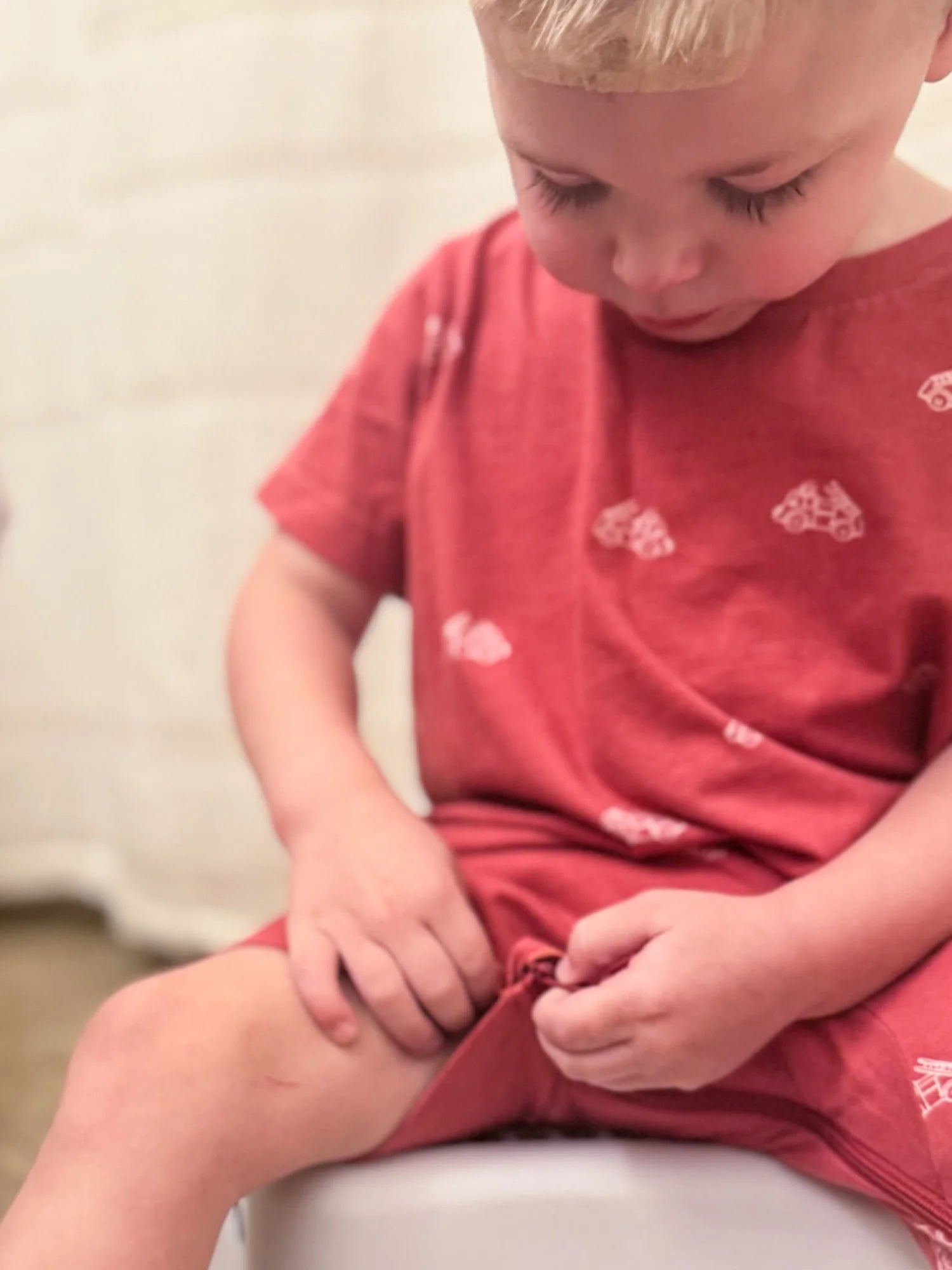 Cotton Shortie Romper | Firetruck