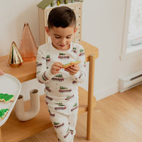 Station Wagon Print on Off-White PJ Set