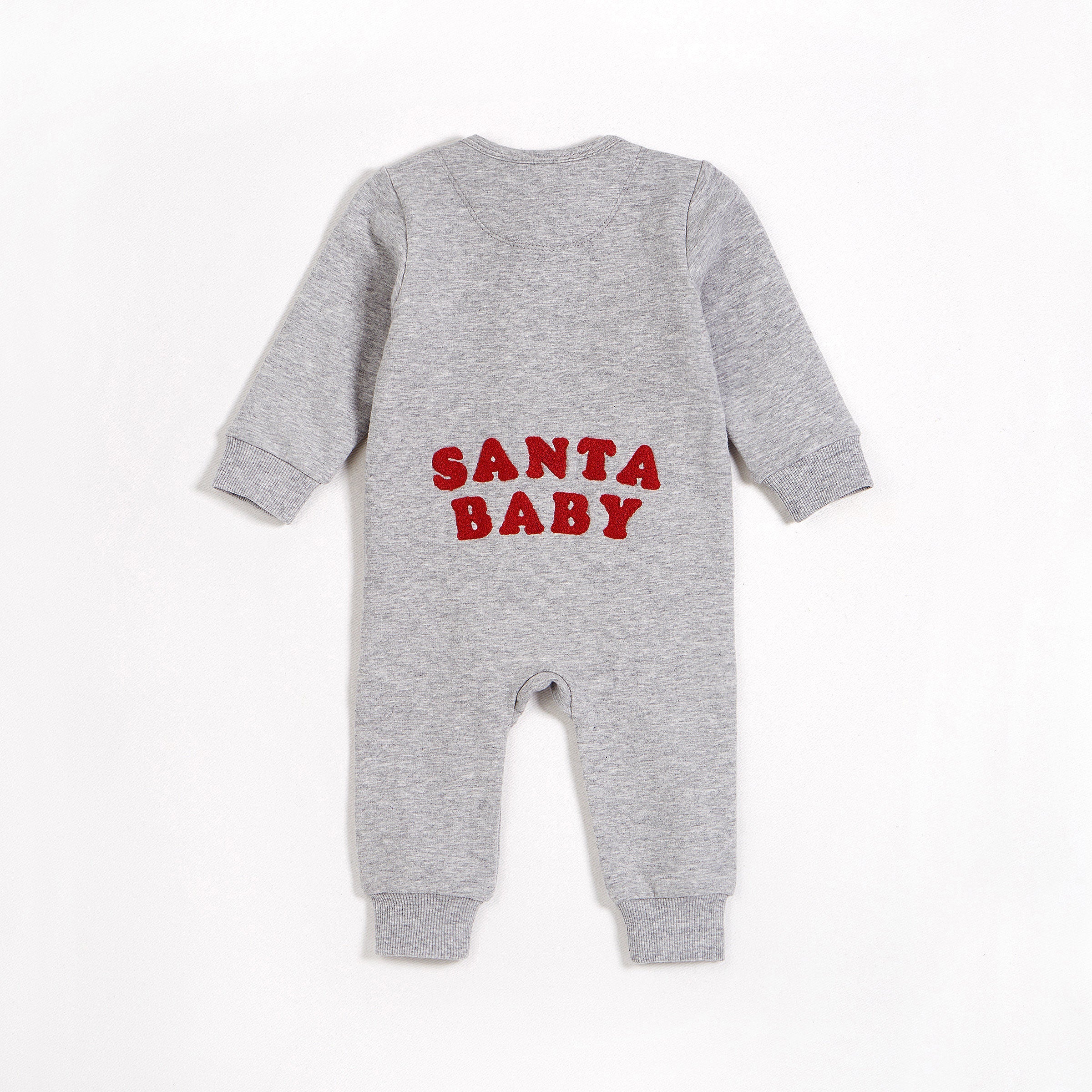 Santa Baby on Heather Grey Fleece Playsuit