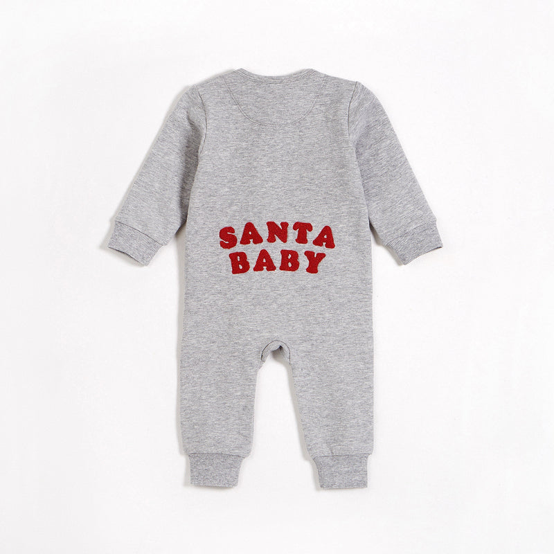Santa Baby on Heather Grey Fleece Playsuit