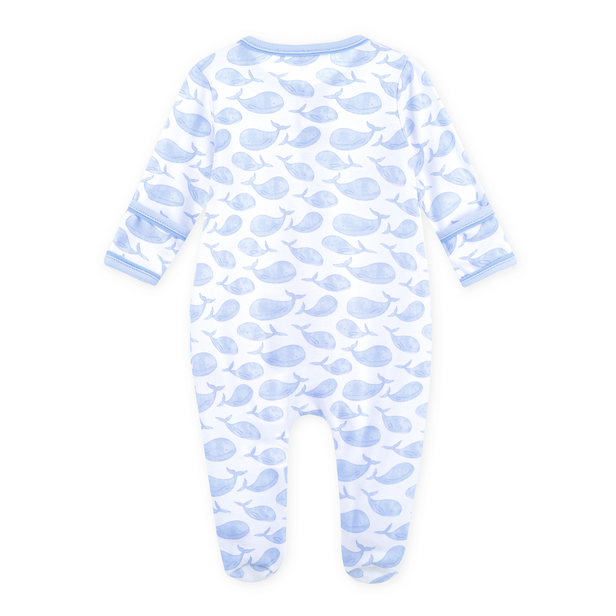 Azure Whales Print Footie | Blue