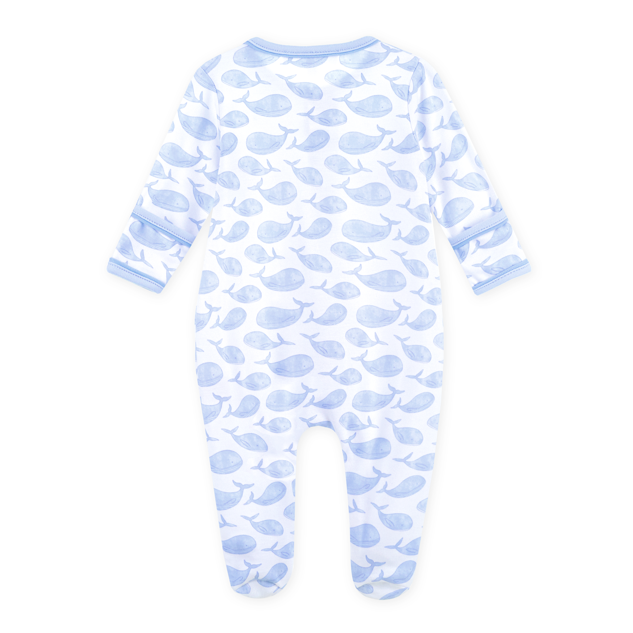 Azure Whales Print Footie | Blue