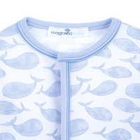 Azure Whales Print Footie | Blue