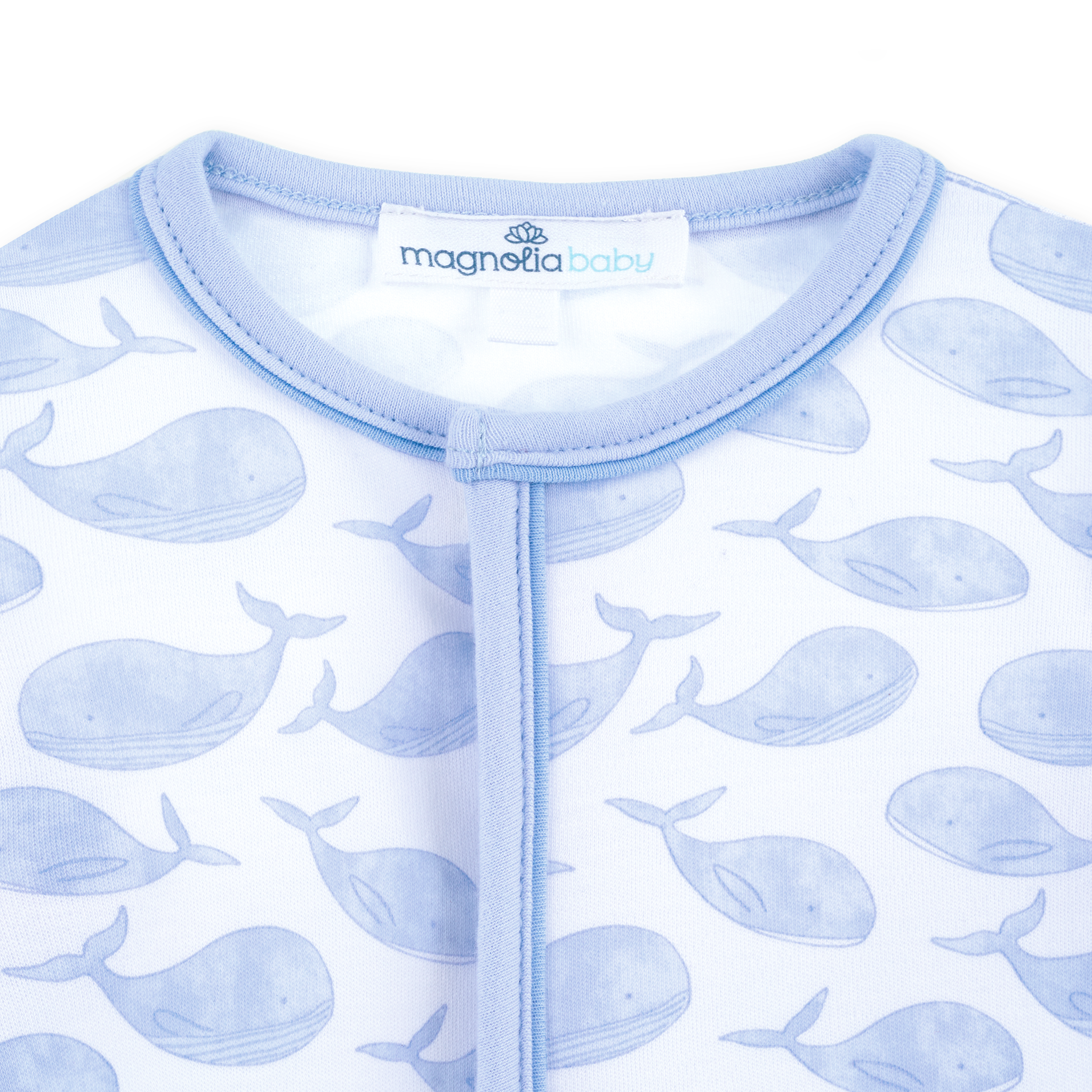 Azure Whales Print Footie | Blue