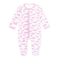 Azure Whales Print Footie | Pink