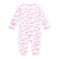 Azure Whales Print Footie | Pink