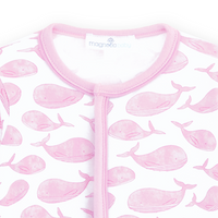 Azure Whales Print Footie | Pink