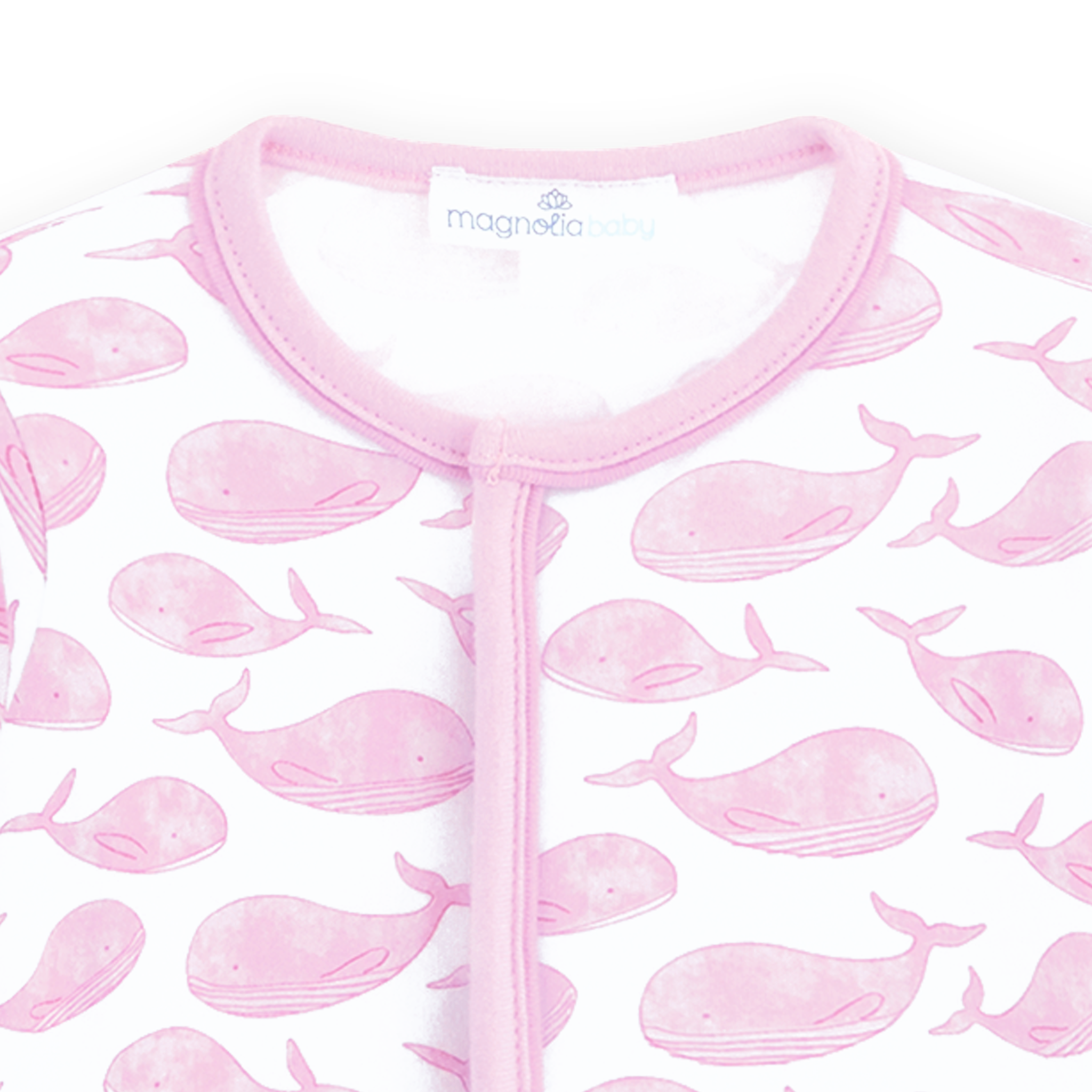 Azure Whales Print Footie | Pink