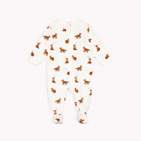 Fox Print on Off-White Footed Sleeper