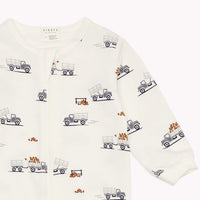 Apple Picking Truck Print on Footed Sleeper