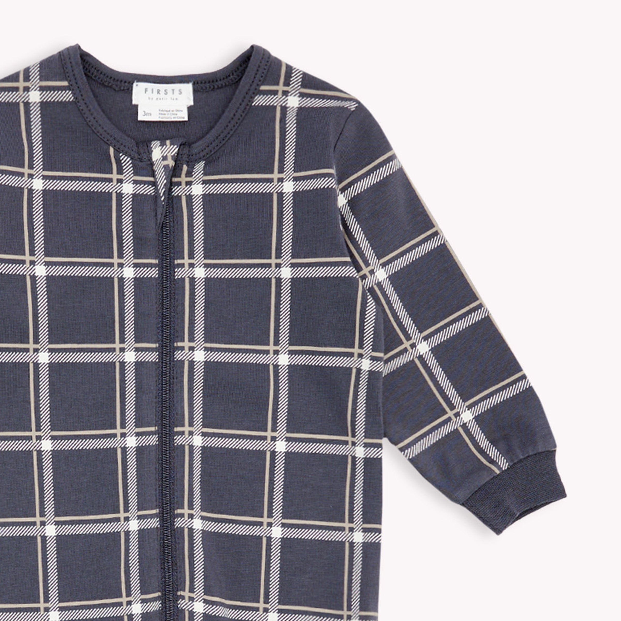 Grid Print on Asphalt Footed Sleeper