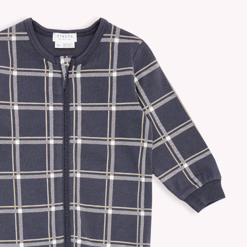Grid Print on Asphalt Footed Sleeper