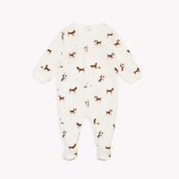Beagle Print on Off-White Footed Sleeper