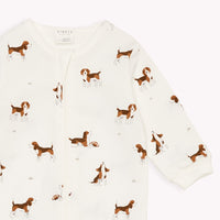 Beagle Print on Off-White Footed Sleeper