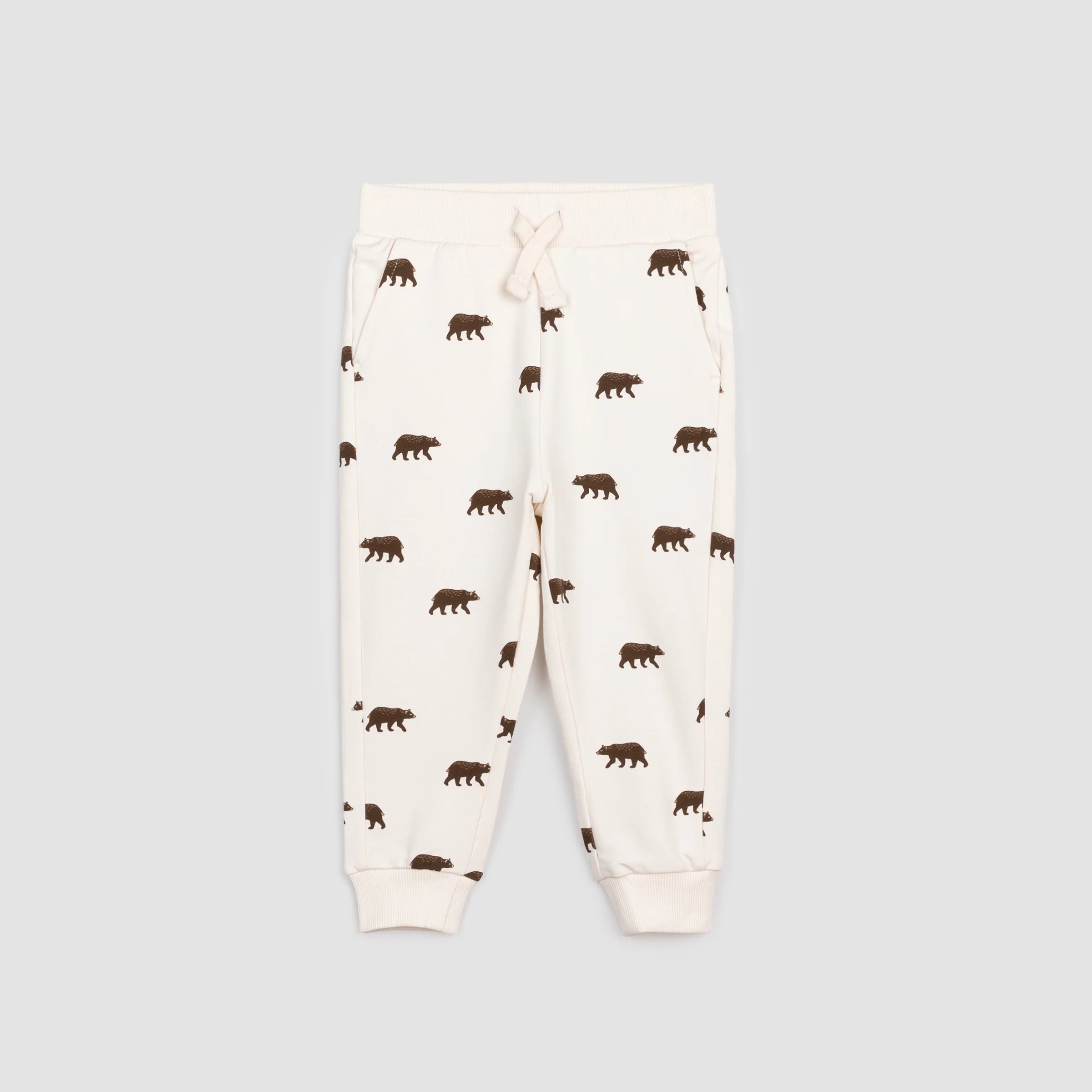 Grizzly Print on Crème Baby Joggers