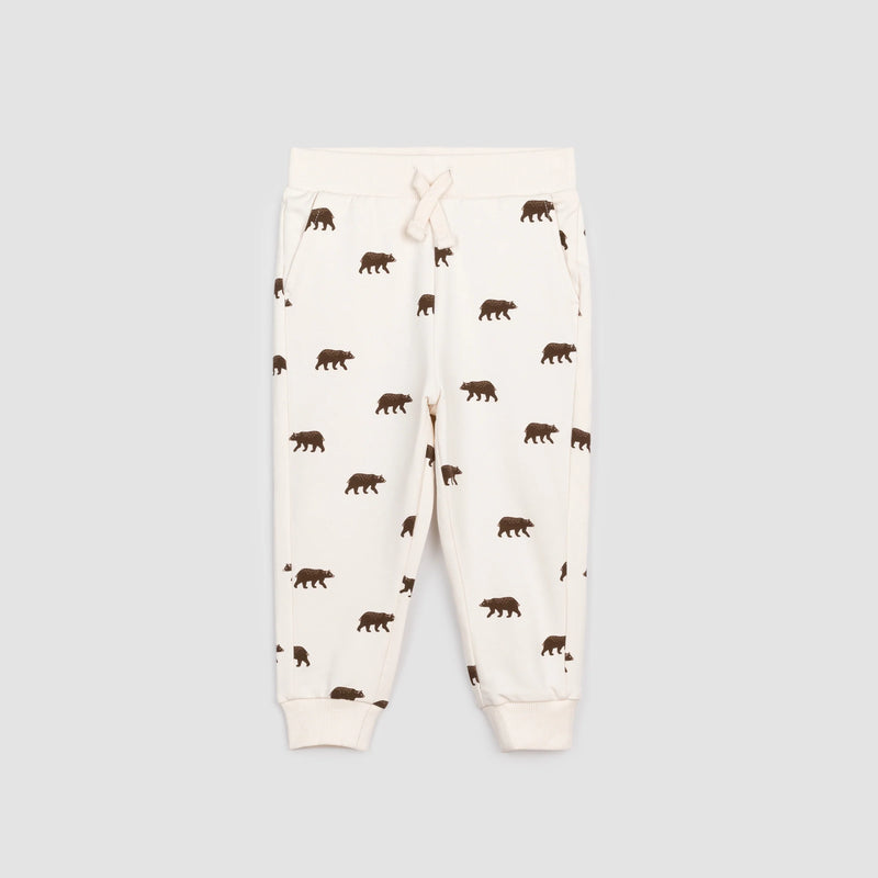 Grizzly Print on Crème Baby Joggers