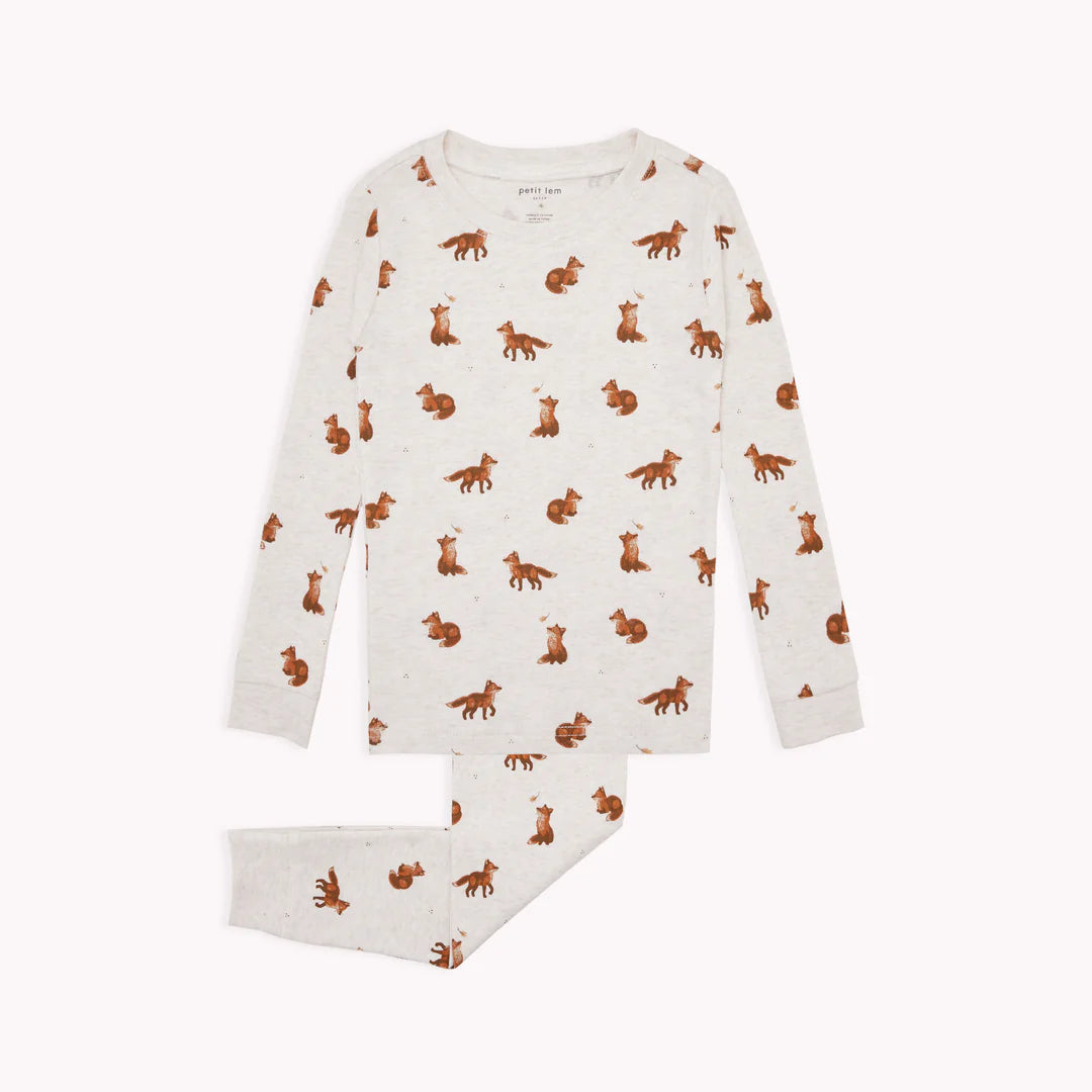Fox Print on Oatmeal PJ Set