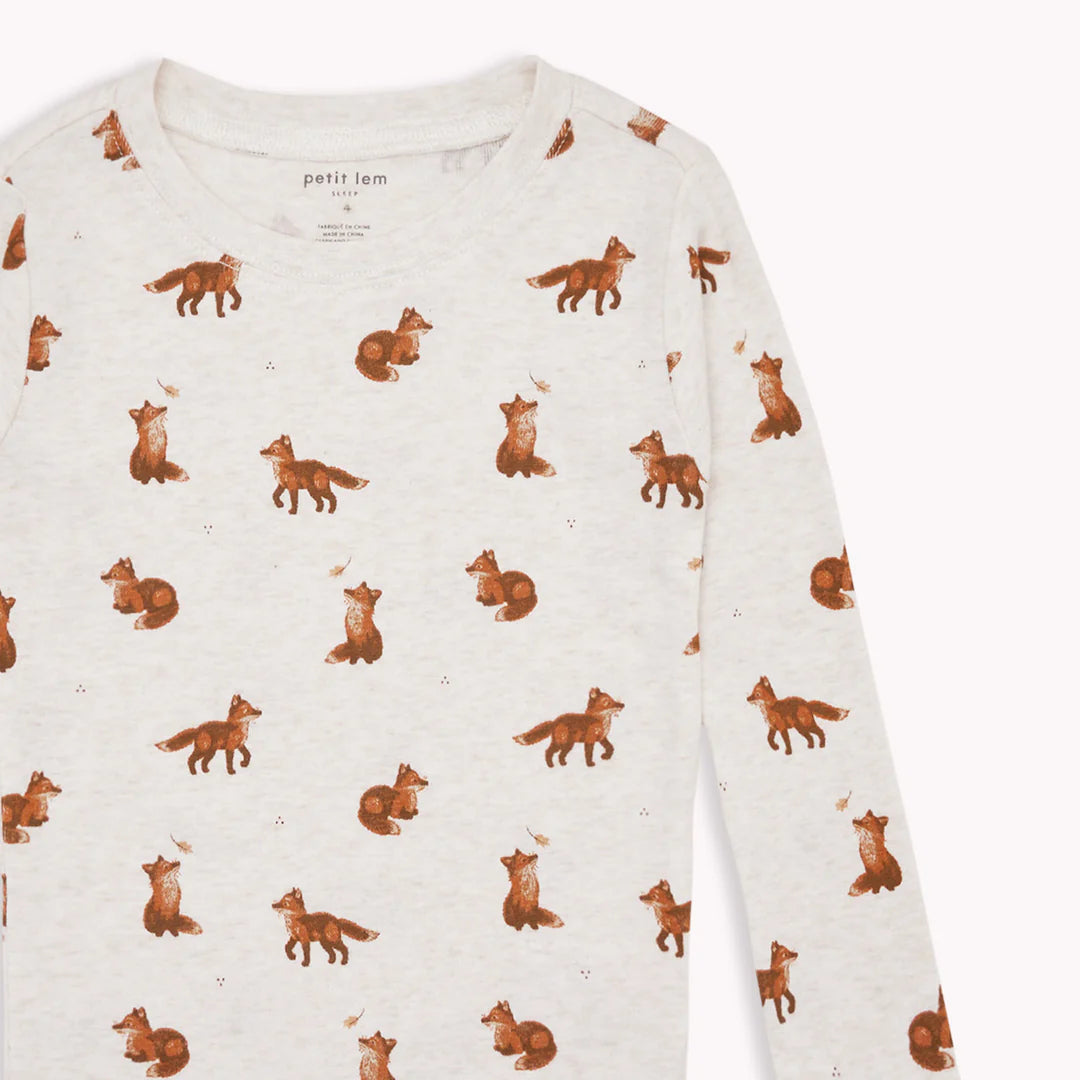 Fox Print on Oatmeal PJ Set