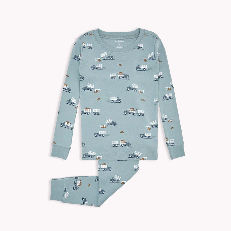 Apple Picking Truck Print on Slate PJ Set