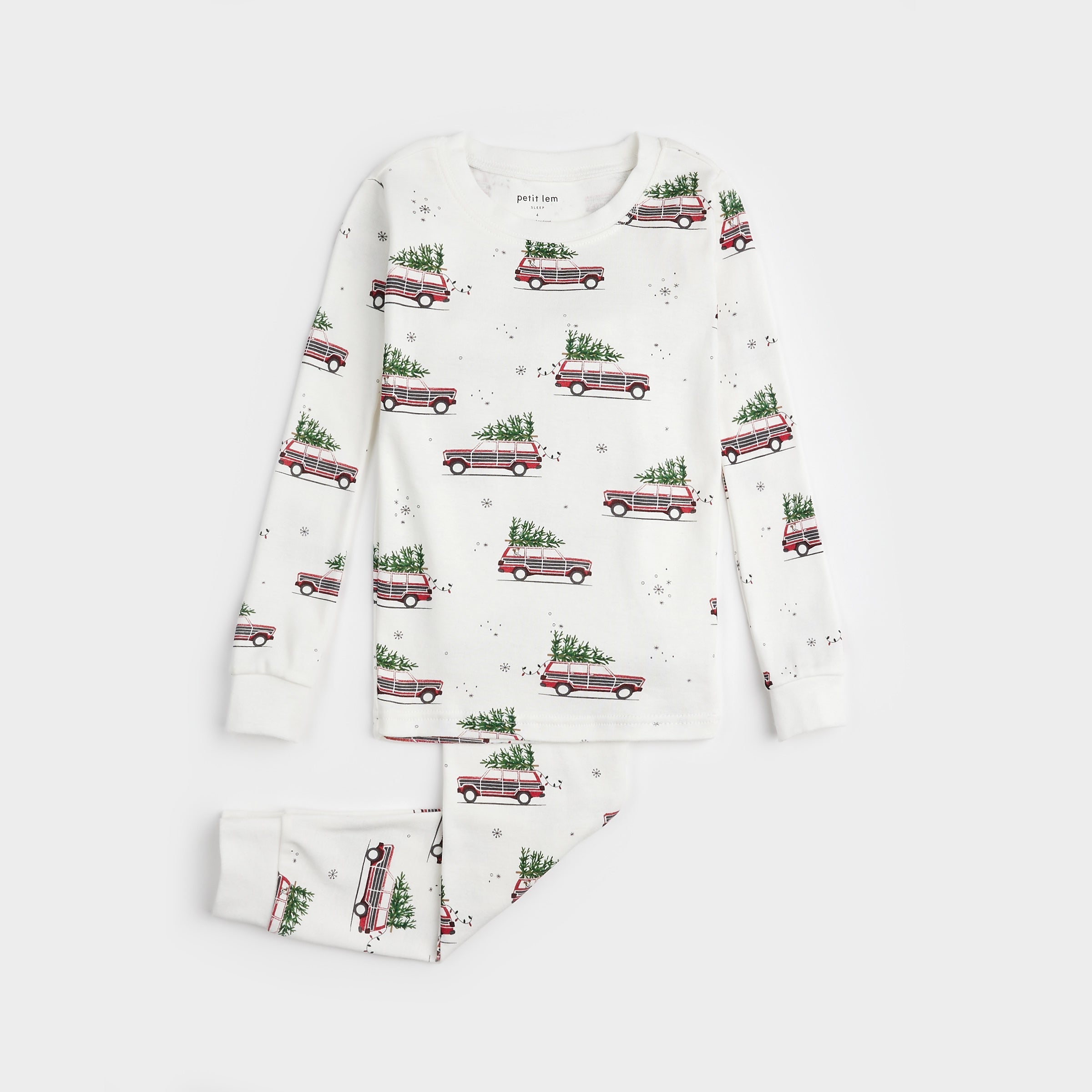 Station Wagon Print on Off-White PJ Set