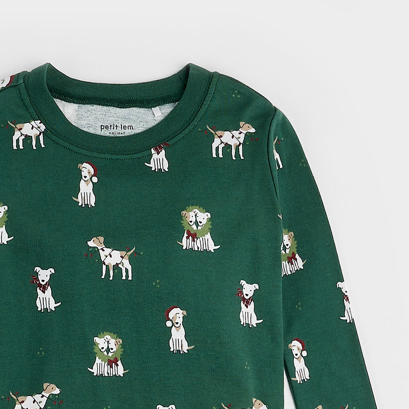 Jack Frost Russell Print on Trekking Green PJ Set