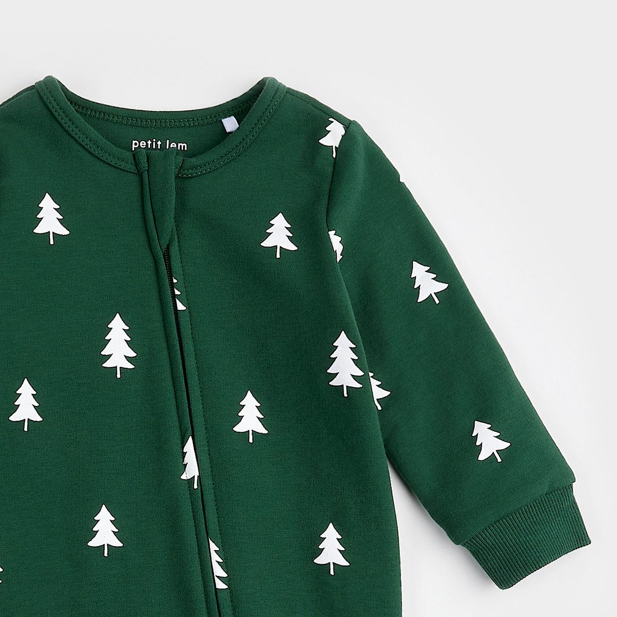 Pine Trees Print on Trekking Green Fleece Playsuit