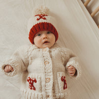 Candy Cane Beanie Hat: 0-6 months