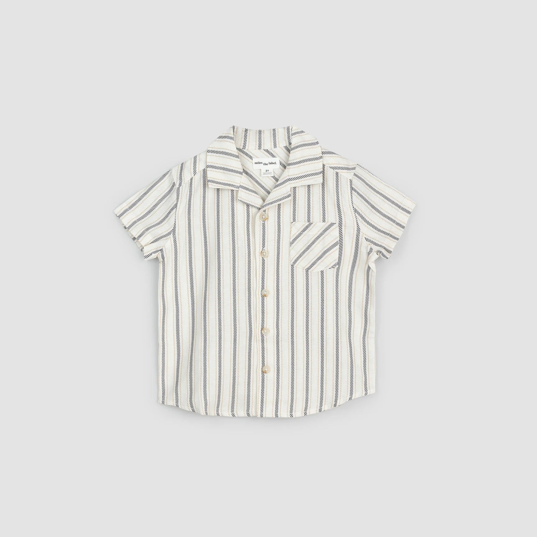 Short-Sleeve Striped Linen Blend Shirt
