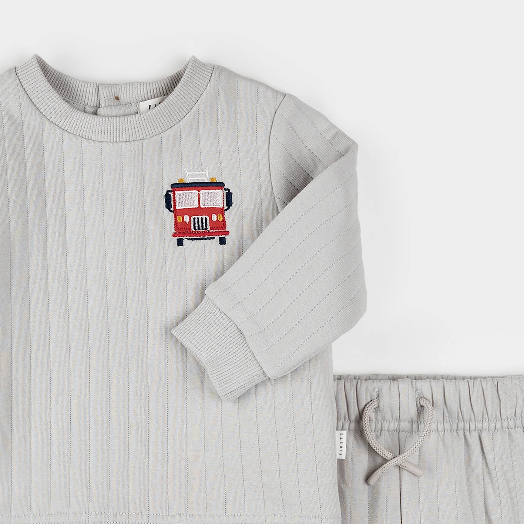 Fire Truck Print Quilted Jersey Set