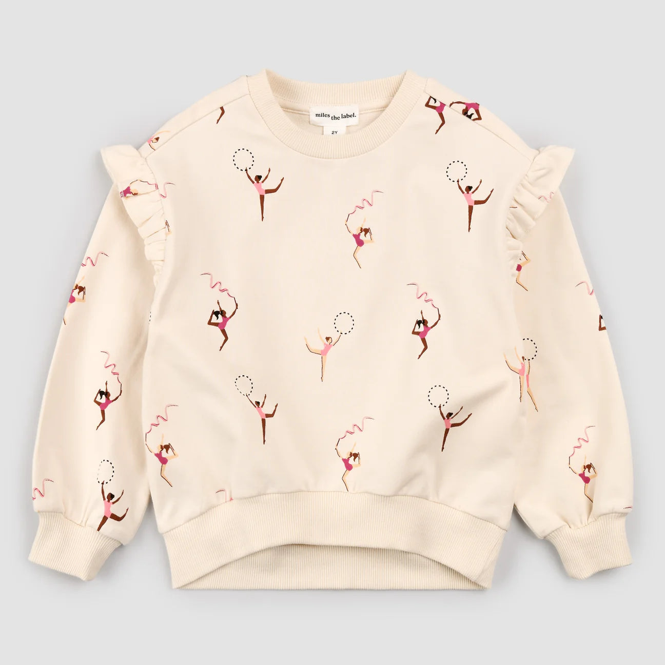 Gymnast Print on Birch Long-Sleeve Top