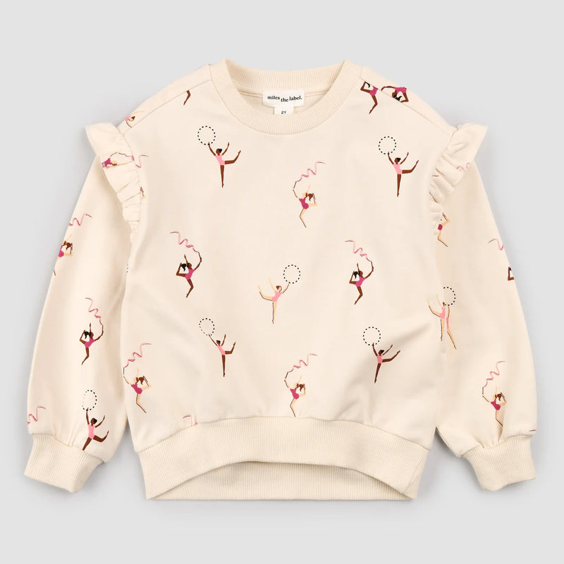 Gymnast Print on Birch Long-Sleeve Top