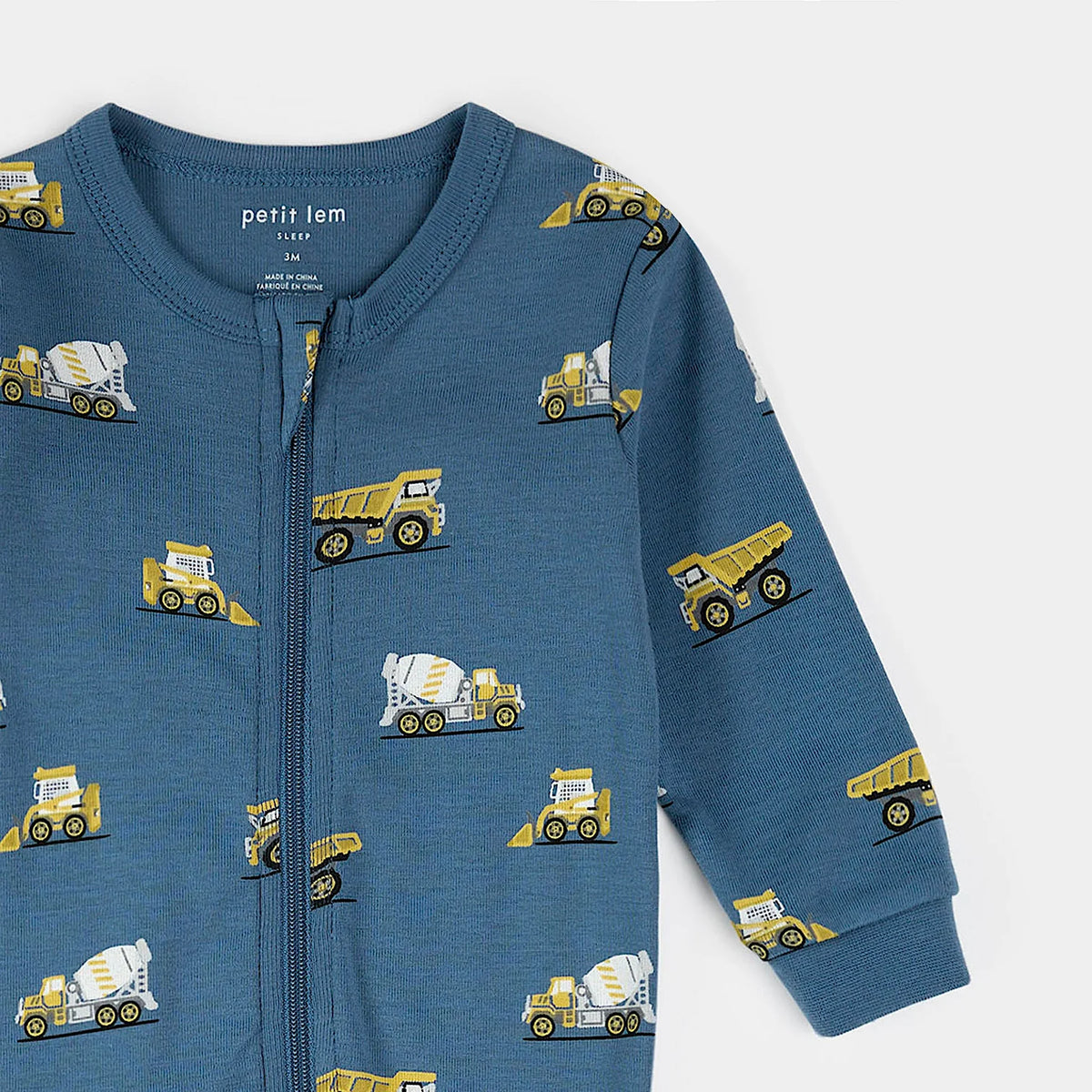 Construction Truck Print on Cobalt Blue Sleeper