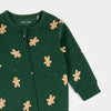 Gingerbread Man Print on Dark Green Fleece Playsuit