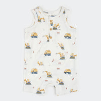 Diggers Print on Off-White Sleeveless Romper