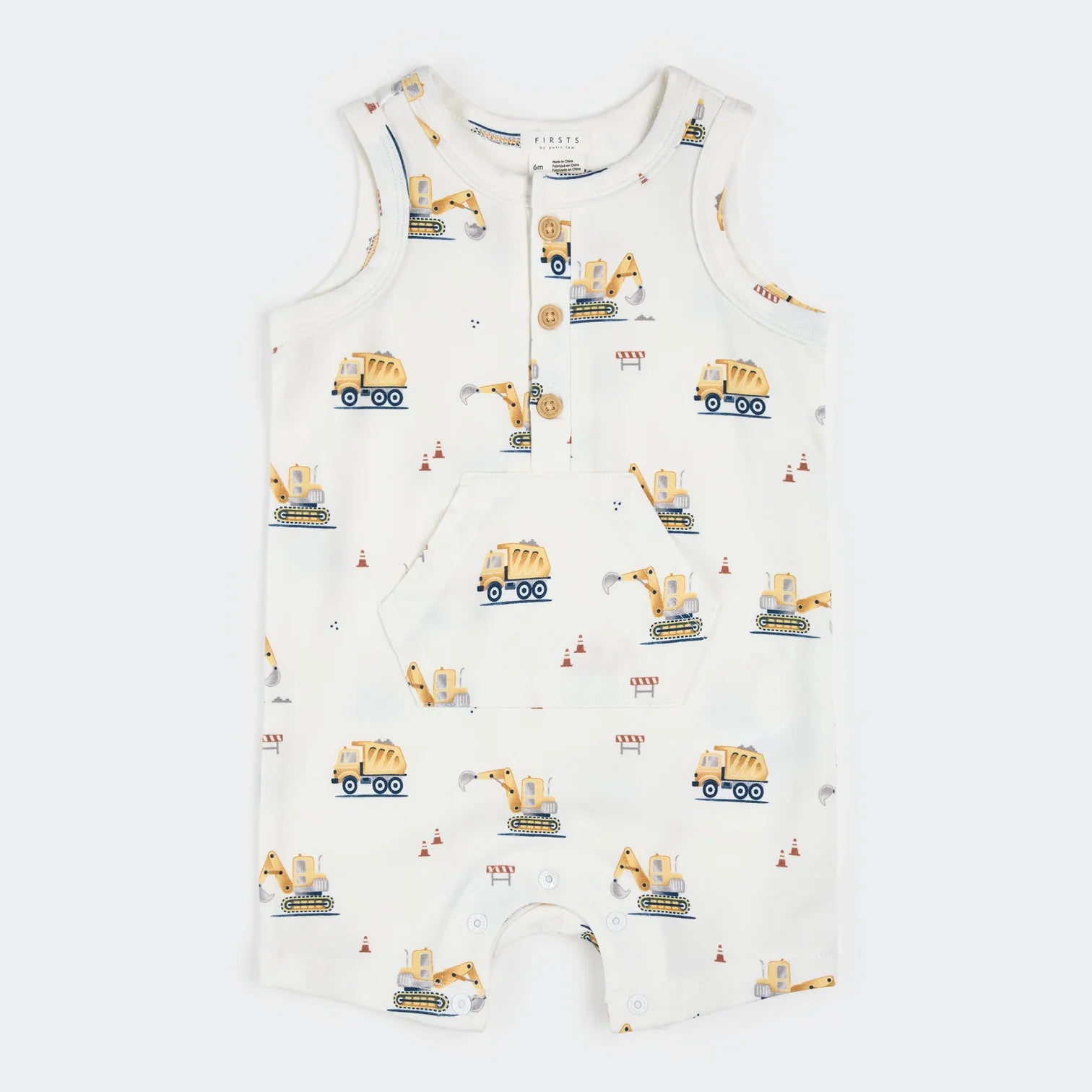 Diggers Print on Off-White Sleeveless Romper