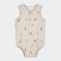 Golf Caddy Print on Sand Ribbed Bubble Romper