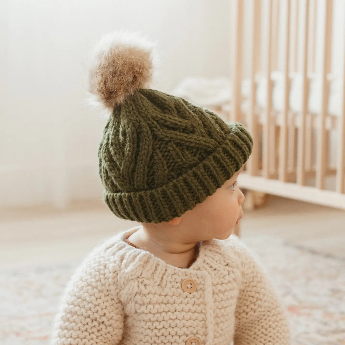 Mossy Pop Pom Pom Beanie
