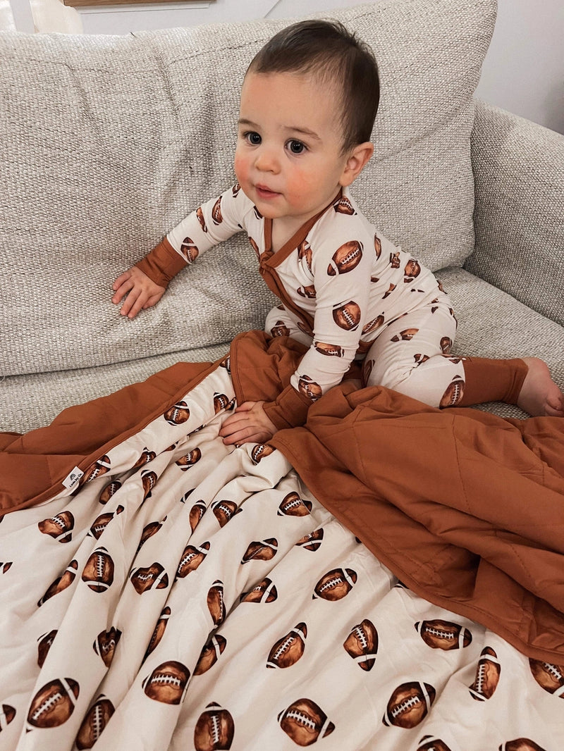 Football Print Bamboo Blanket