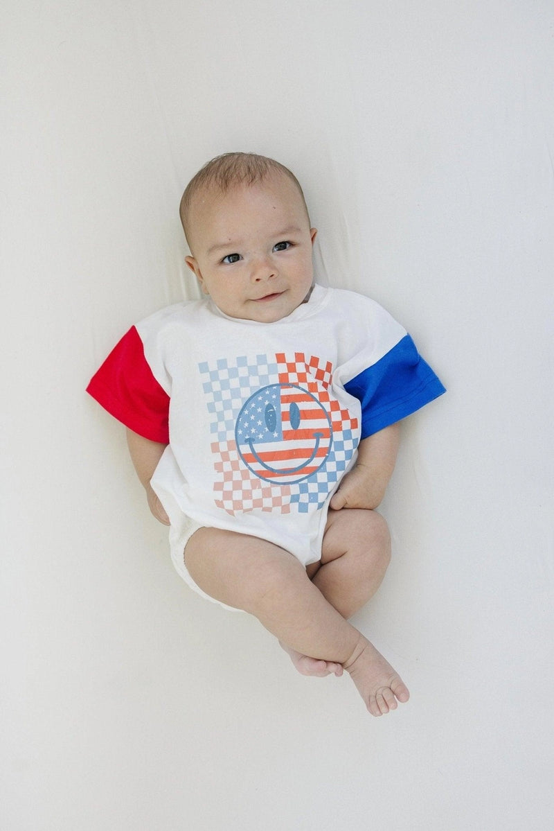 Checker Smiley T-Shirt Romper
