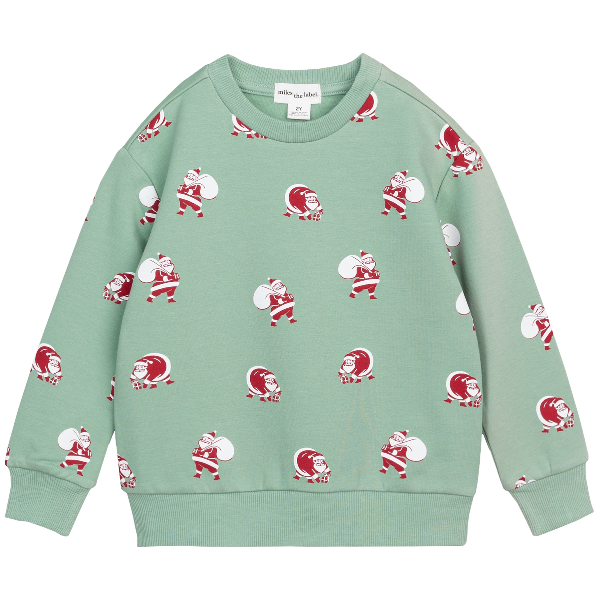 Holly Jolly Santa Sweatshirt - Granite Green