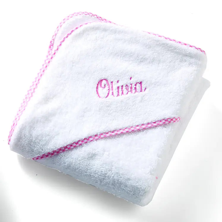 Hooded Bath Towel - Pink Gingham
