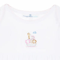 Noah's Ark Hand-Embroidered Gathered Gown - Pink