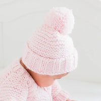 Blush Pink Garter Stitch Beanie