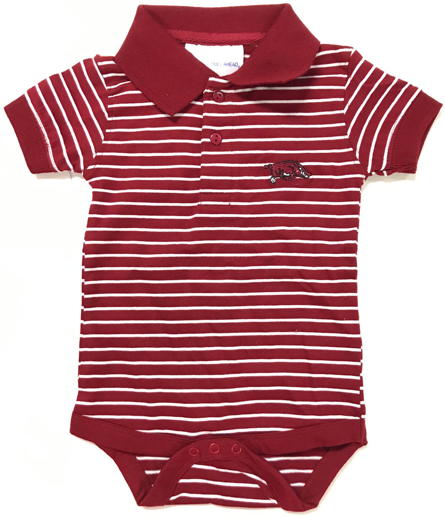 Razorback Stripe Golf Onesie | Crimson