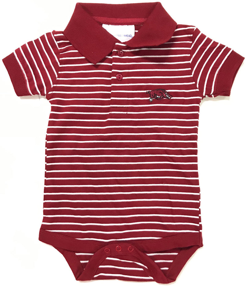 Razorback Stripe Golf Onesie | Crimson