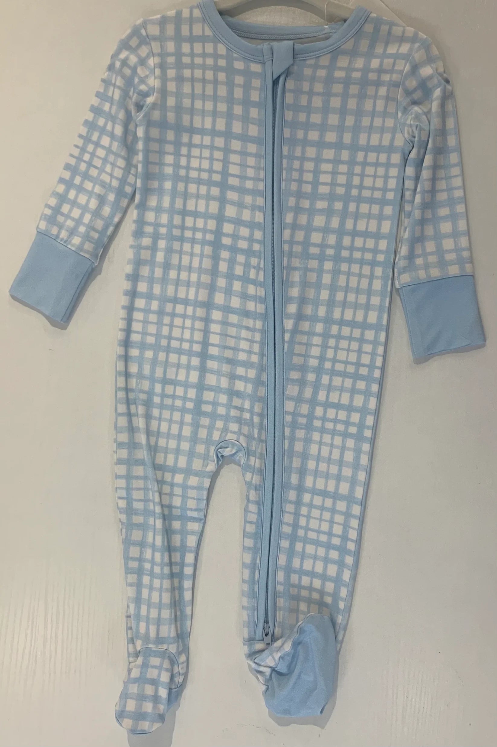 Blue Plaid Footie Romper