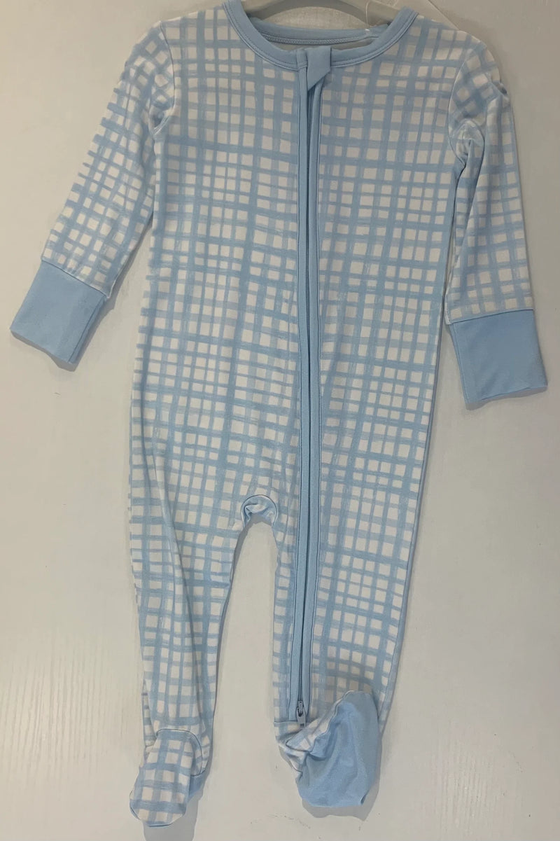 Blue Plaid Footie Romper