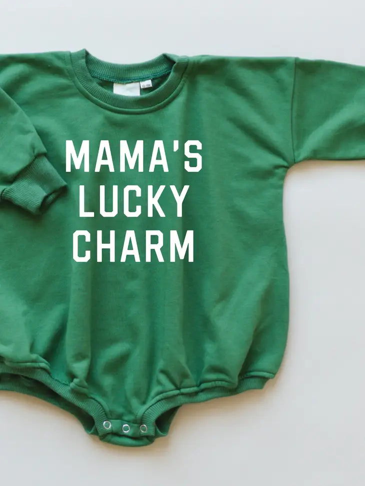Mama's Lucky Charm St. Patrick's Day Graphic Oversized Sweatshirt