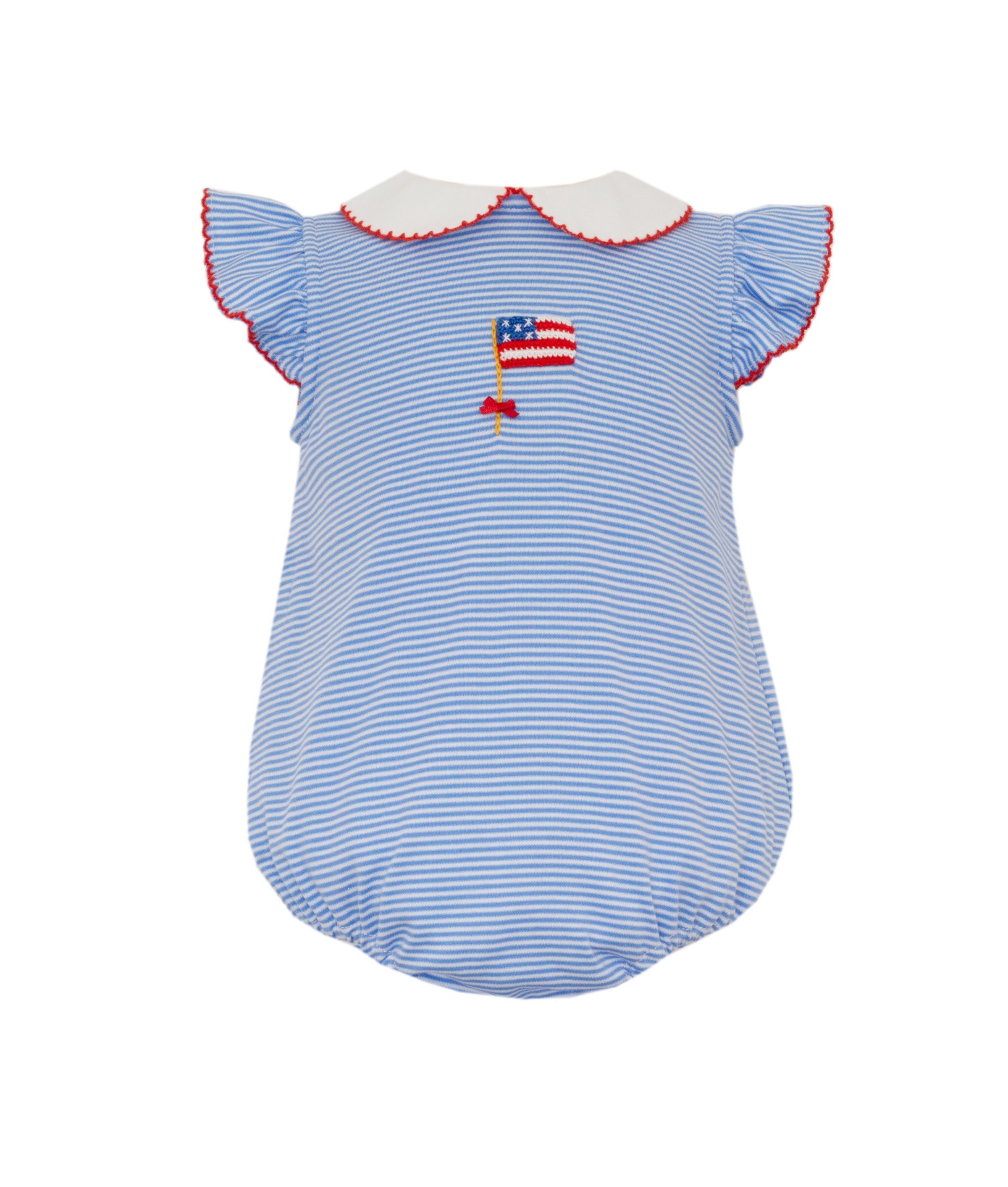 Flag - Periblue knit stripe bubble w/ ruffle sleeves